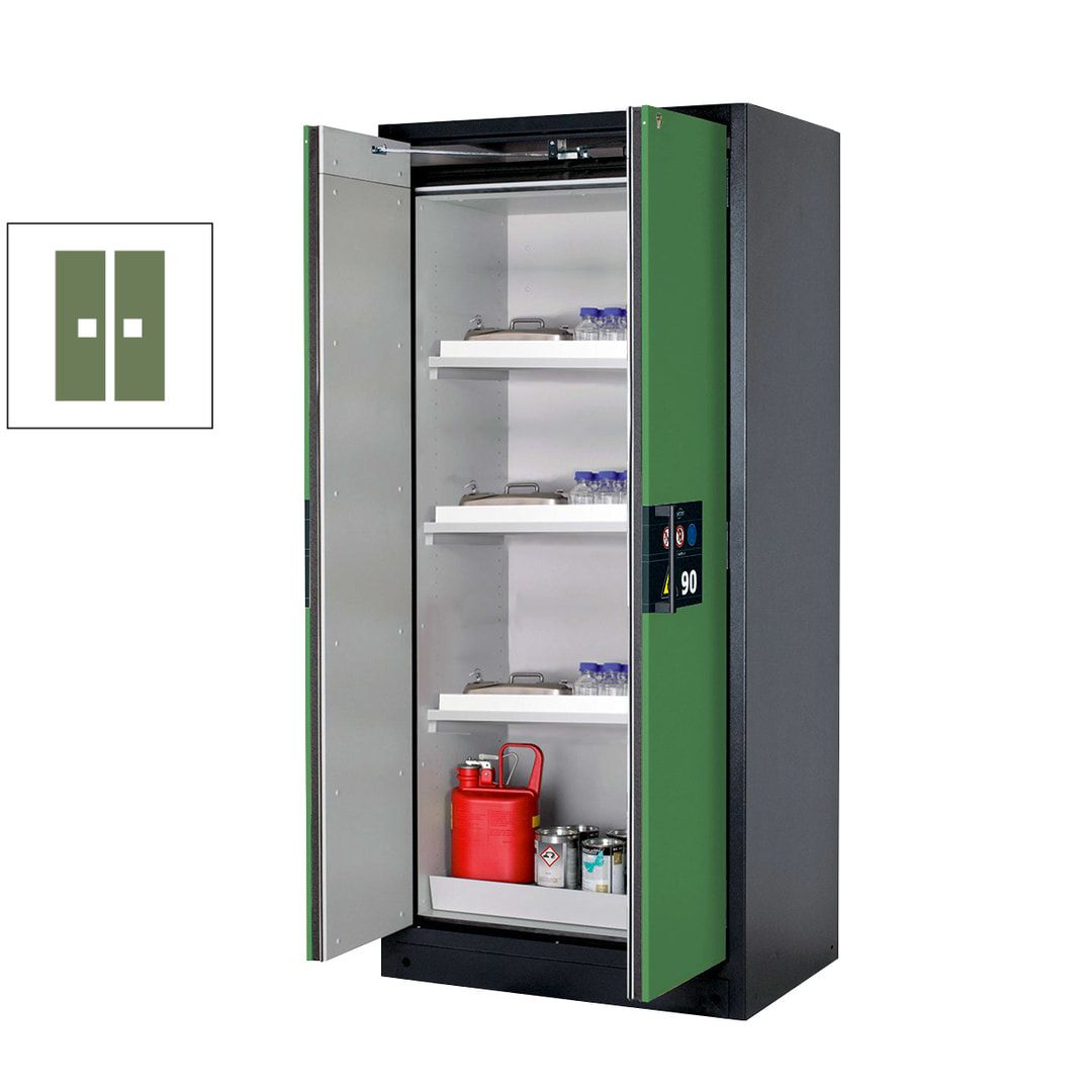 Gefahrstoffschrank - 1.953x893x615 mm - 3 Wannenböden PP - Front enzianblau