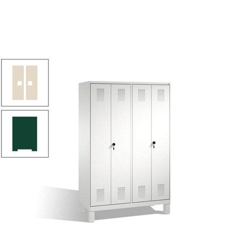 Doppel-Spind, Doppeltüren, Garderobenschrank mit Füßen, 4 Abteile a 300 mm, Korpus anthrazitgrau, Tür anthrazitgrau, 1.850 x 1.200 x 500 mm (HxBxT)