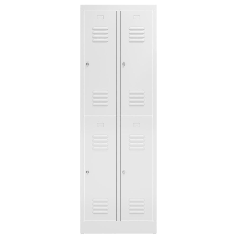Garderobenschrank, Doppelstockspind, 2 Abteil, 4 Fächer, 1.800 x 590 x 500 mm (HxBxT), Stahl, Drehriegel, Korpus: lichtgrau, Front: anthrazitgrau