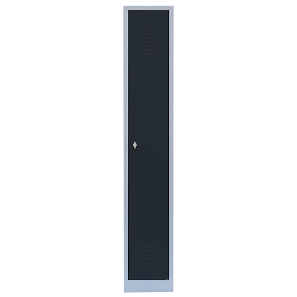Garderobenschrank, Garderobenspind, 1 Abteil, 1.800 x 315 x 500 mm (HxBxT), Stahl, Korpusfarbe: lichtgrau, Frontfarbe: anthrazitgrau