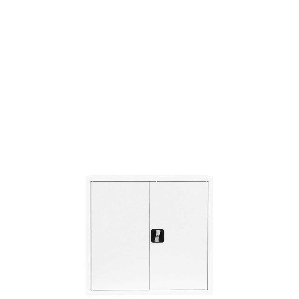 Aktenschrank, Büroschrank, abschließbar, Flügeltüren, 1 Fachboden, 750 x 800 x 383 mm (HxBxT), Stahl, Korpus und Türen in lichtgrau