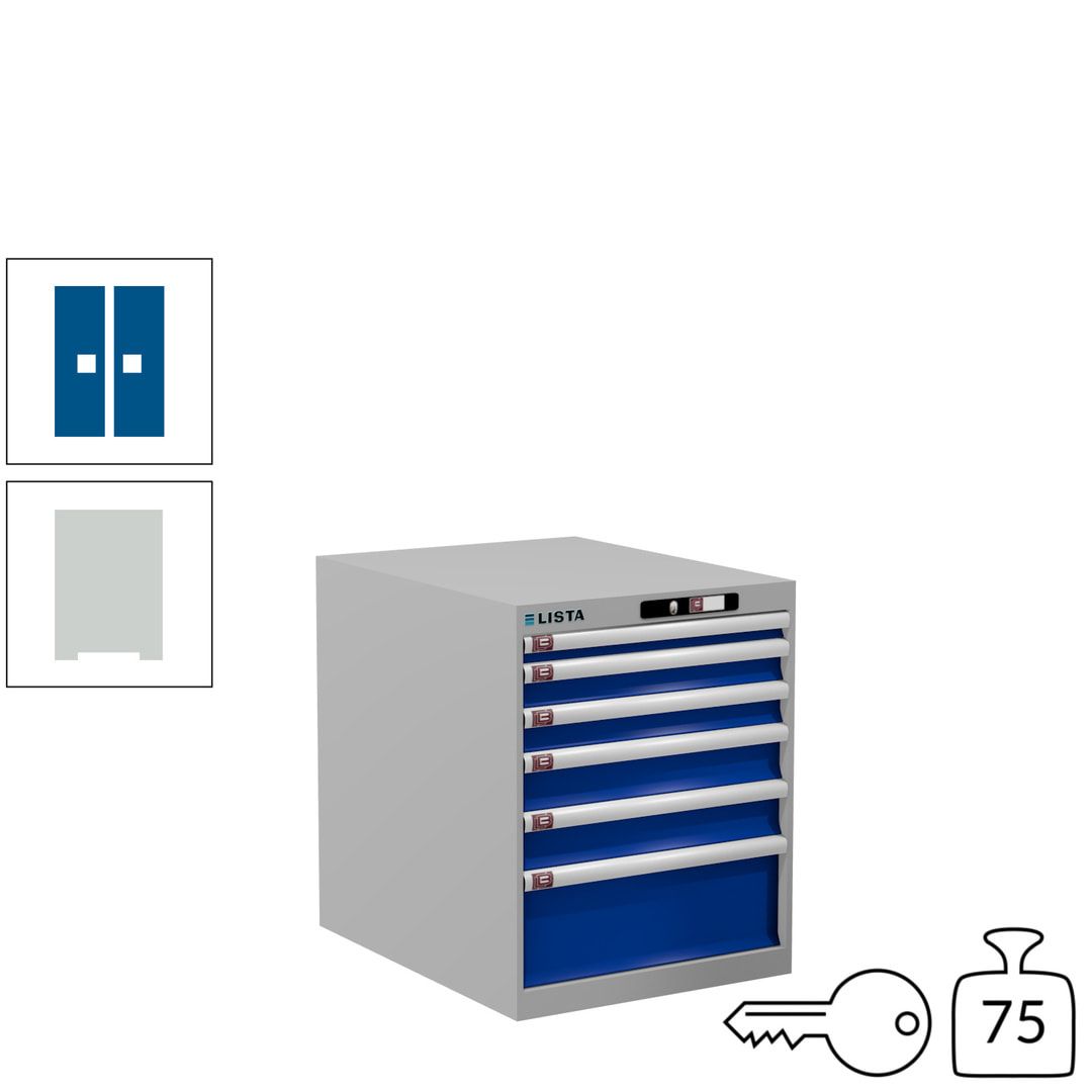Lista Schubladenschrank - 14.352.010 - 700x564x725 mm (HxBxT) - 6 Schubladen - 75 kg - Key Lock - lichtblau (RAL 5012)