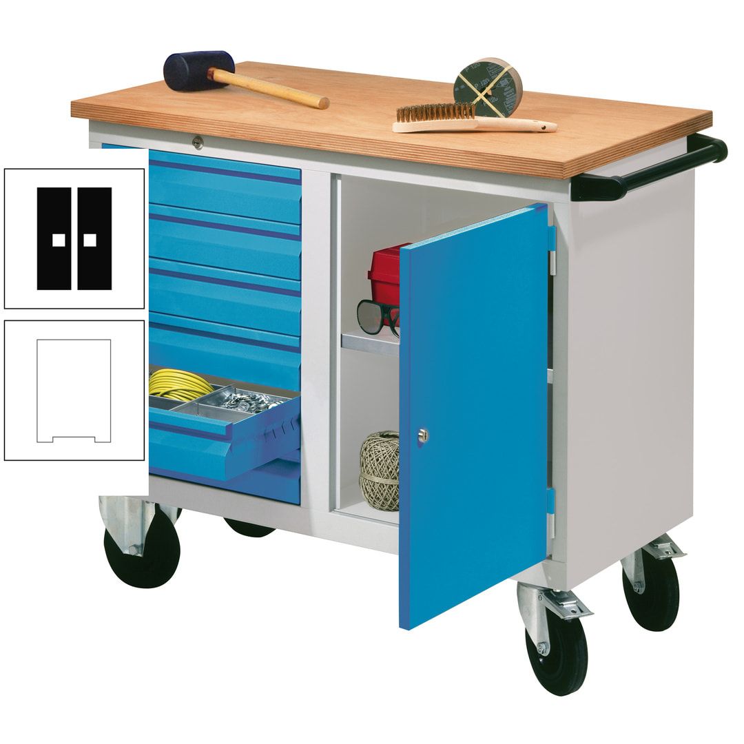 Mobile Werkbank - Werkstattwagen - 915 x 1.090 x 600 mm - 6 Schubladen und Schrankfach - anthrazitgrau