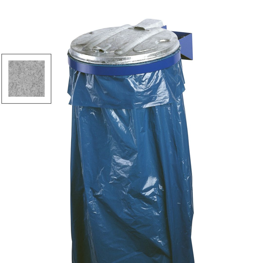Müllsackhalter zur Wandmontage - für einen 120 l Sack - 400 x 510 mm (BxT) - enzianblau - Deckel Feuerverzinkt