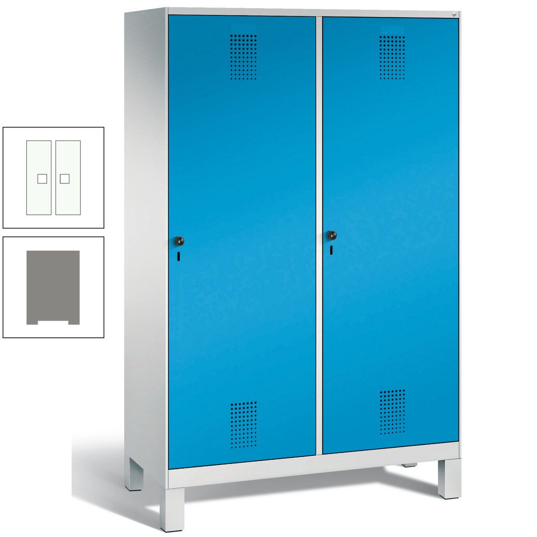 Doppel-Spind, Garderobenschrank, 2 Türen für 4 Abteile a 300 mm, Korpus anthrazitgrau, Türen anthrazitgrau, 1.850 x 1.200 x 500 mm (HxBxT)