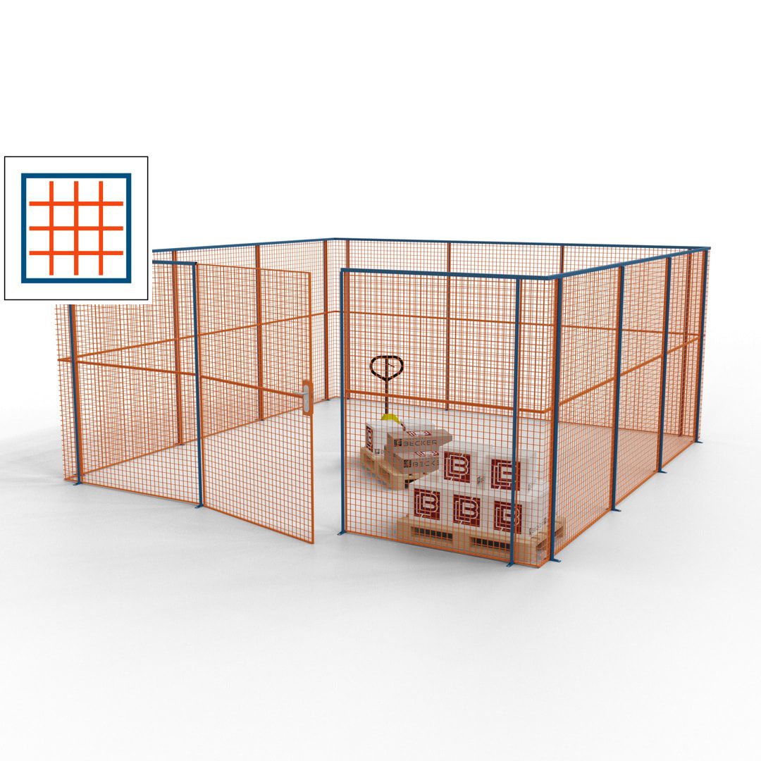 Maschinen Schutzgitter - Hallentrennwand - Sicherheitszaun - Tür - 18 m - 2.200 x 4.900 x 4.900 mm (HxBxT) - enzianblau