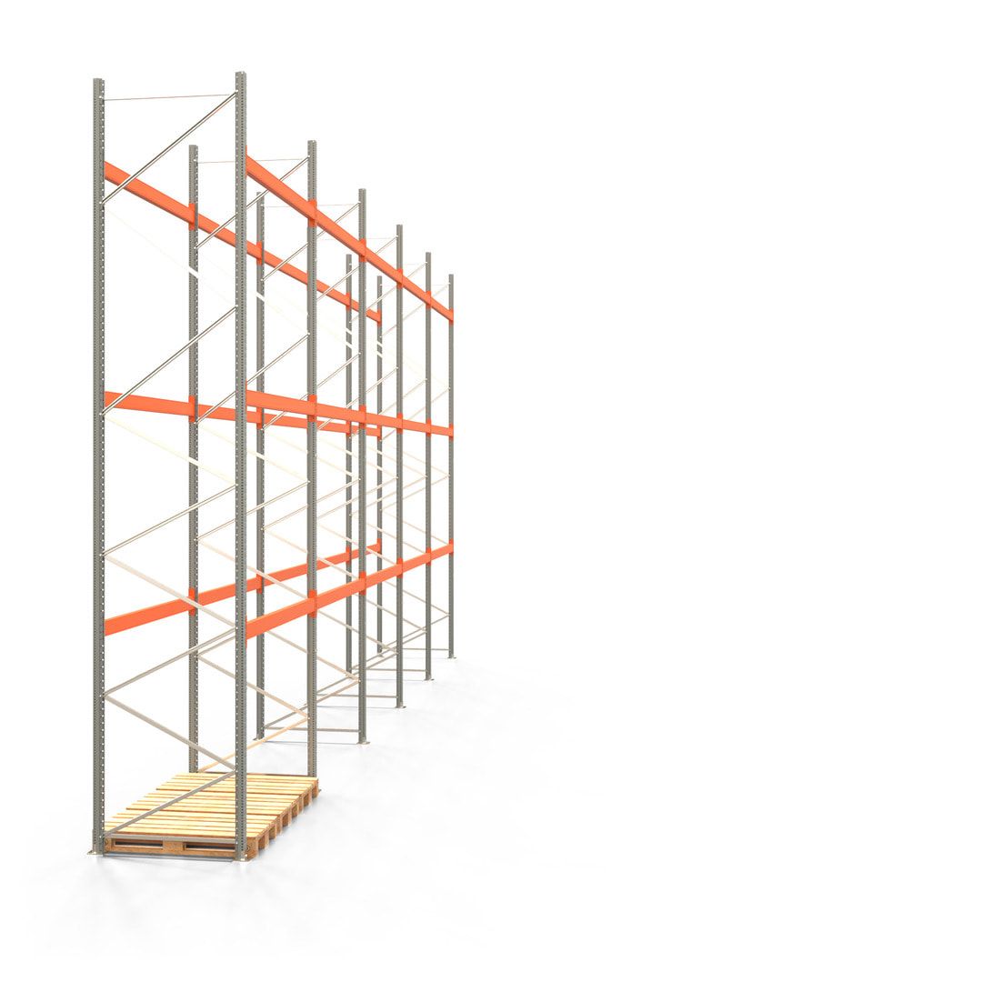 Palettenregal ARTUS - 4 Ebenen - Fachlast 2.100 kg - 5.500 x 11.225 x 1.100 mm (HxBxT) - 4 Felder - Schwerlastregal