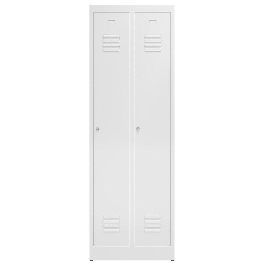 Garderobenschrank, Garderobenspind, 2 Abteile, 1.800 x 590 x 500 mm (HxBxT), Stahl, Drehriegelverschluss, Korpus: lichtgrau, Front: anthrazitgrau