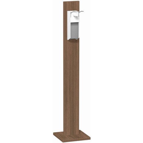 Hygienesäule, Desinfektionsmittelspender, 1l Tankvolumen, wiederbefüllbar, Ellenbogenhebel, Alugehäuse, 1.400 x 300 x 300 mm (HxBxT), Dekor Ahorn