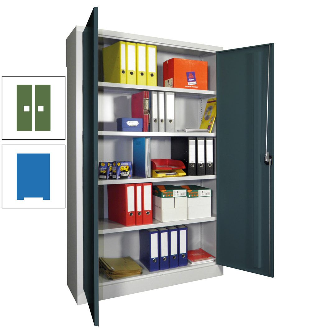 Aktenschrank - Vollblechtüren - 1.950x1.200x400 mm (HxBxT) - 4 Einlegeböden verzinkt - Zylinderschloss - anthrazitgrau