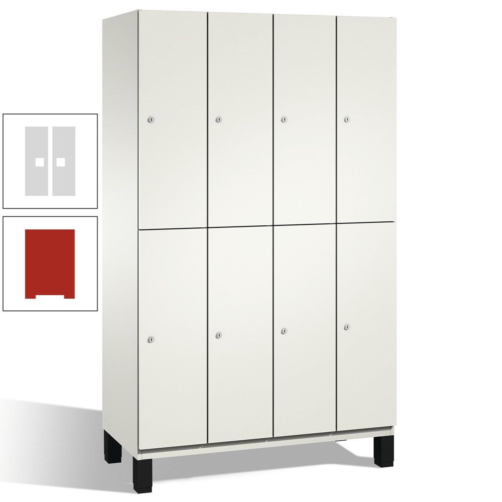 Fächerschrank, Stahlschrank, doppelstöckig, 8 Fächer, mit Füßen, Korpus enzianblau, Tür Fernblau, 1.980 x 1.200 x 525 mm (HxBxT)