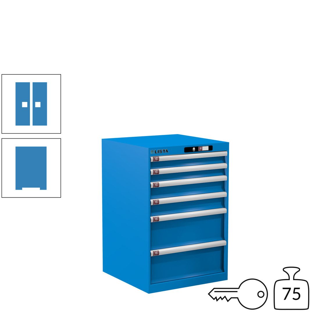 Lista Schubladenschrank - 14.258.010 - 850x564x572 mm (HxBxT) - 6 Schubladen - 75 kg - Key Lock - lichtblau (RAL 5012)