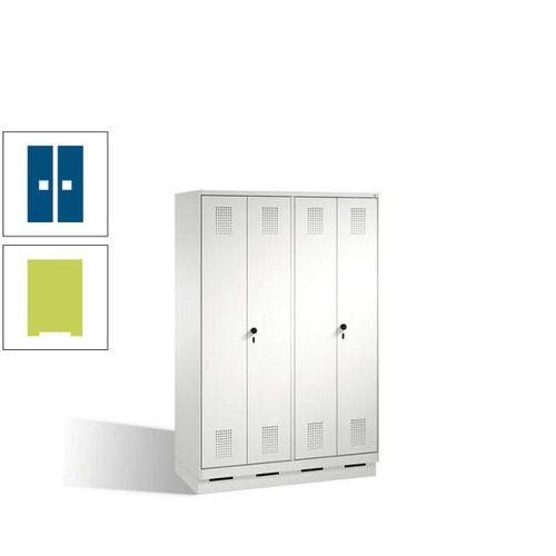 Doppel-Spind, Doppeltüren, Garderobenschrank mit Sockel, 4 Abteile a 300 mm, Korpus anthrazitgrau, Tür anthrazitgrau, 1.800 x 1.200 x 500 mm (HxBxT)