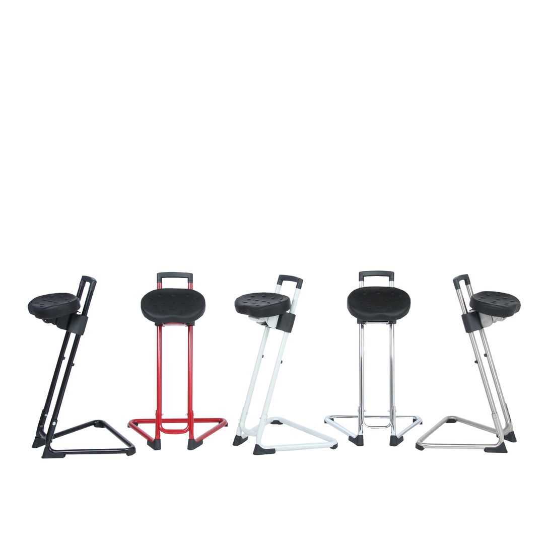 Ergonomische Stehhilfe - höhenverstellbar 60 bis 85 cm - Sitz Kunstleder, atollblau - Gestell schwarz