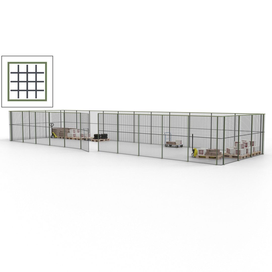 Maschinen Schutzgitter - Hallentrennwand - Sicherheitszaun - Tür - 42 m - 2.200 x 16.900 x 4.900 mm (HxBxT) - enzianblau