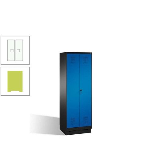 Doppel-Spind, Doppeltüren, Garderobenschrank mit Sockel, 2 Abteile a 300 mm, Korpus anthrazitgrau, Tür anthrazitgrau, 1.800 x 600 x 500 mm (HxBxT)