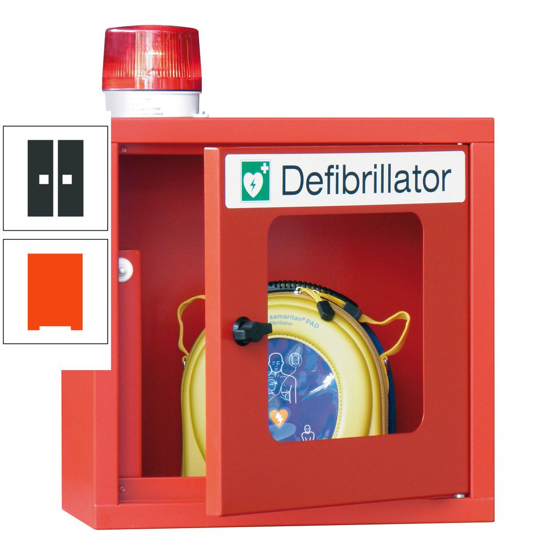 Defibrillatorenschrank mit akustischem und optischem Alarm - 490 x 400 x 200 mm (HxBxT) - Sichtfenster - anthrazitgrau
