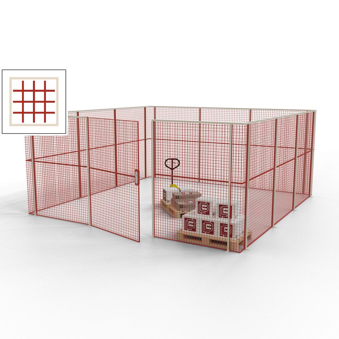 Maschinen Schutzgitter - Hallentrennwand - Sicherheitszaun - Tür - 18 m - 2.200 x 4.900 x 4.900 mm (HxBxT) - enzianblau