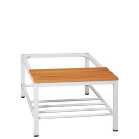 Untergestell, Sitzbank, Garderobenuntergestell, Schuhrost, 400 x 885 x 800 mm (HxBxT), Gestellfarbe: lichtgrau, Sitzleisten: Buche