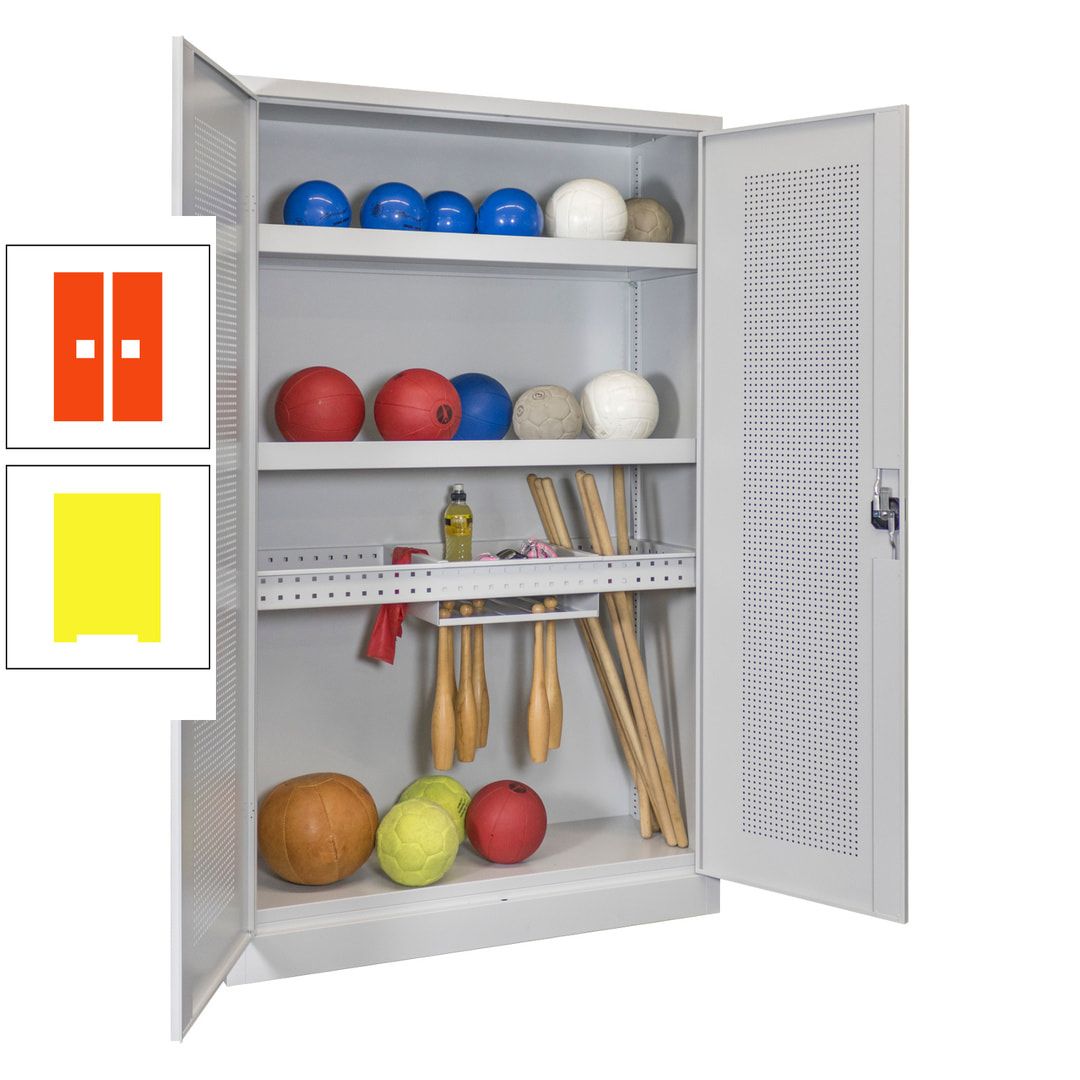 Sportschrank - Lochfeldtüren - Variante 2 - 1.950x1.200x500 mm (HxBxT) - anthrazitgrau