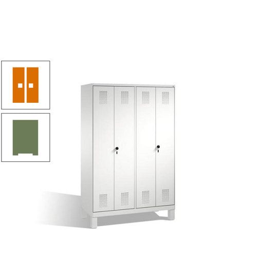 Doppel-Spind, Doppeltüren, Garderobenschrank mit Füßen, 4 Abteile a 300 mm, Korpus anthrazitgrau, Tür anthrazitgrau, 1.850 x 1.200 x 500 mm (HxBxT)