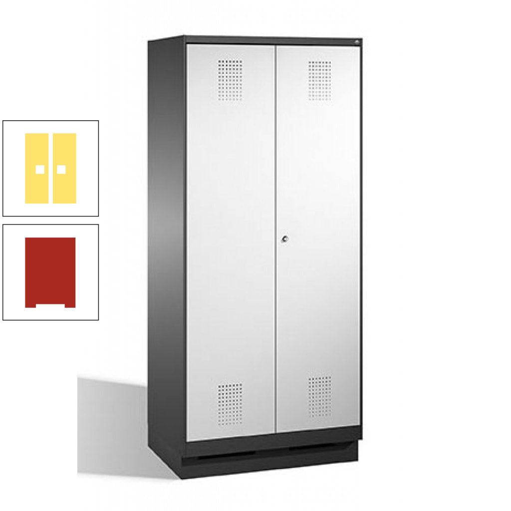 Doppel-Spind, Doppeltüren, Garderobenschrank mit Sockel, 2 Abteile a 400 mm, Korpus anthrazitgrau, Tür anthrazitgrau, 1.800 x 800 x 500 mm (HxBxT)