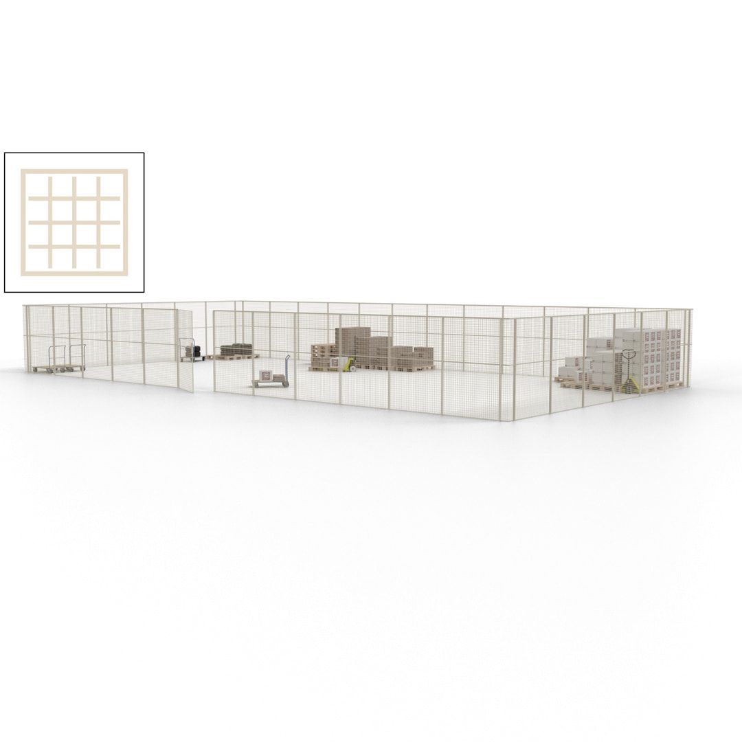 Maschinen Schutzgitter - Hallentrennwand - Sicherheitszaun - Tür - 54 m - 2.200 x 18.400 x 9.400 mm (HxBxT) - enzianblau