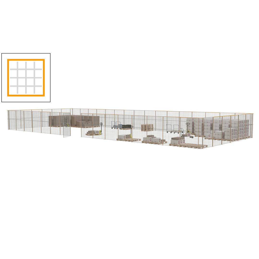 Maschinen Schutzgitter - Hallentrennwand - Sicherheitszaun - Tür - 66 m - 2.200 x 24.400 x 9.400 mm (HxBxT) - enzianblau