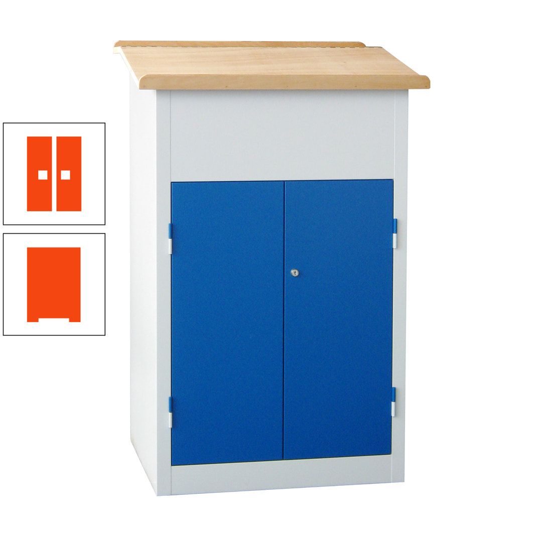 Stehpult mit Schrank - Vollblechtür - Zylinderschloss - 2 Böden - 1.200 x 700 x 600 mm (HxBxT) - anthrazitgrau