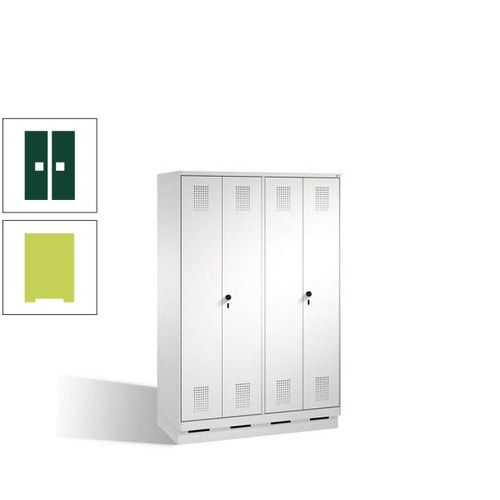 Doppel-Spind, Doppeltüren, Garderobenschrank mit Sockel, 4 Abteile a 300 mm, Korpus anthrazitgrau, Tür anthrazitgrau, 1.800 x 1.200 x 500 mm (HxBxT)