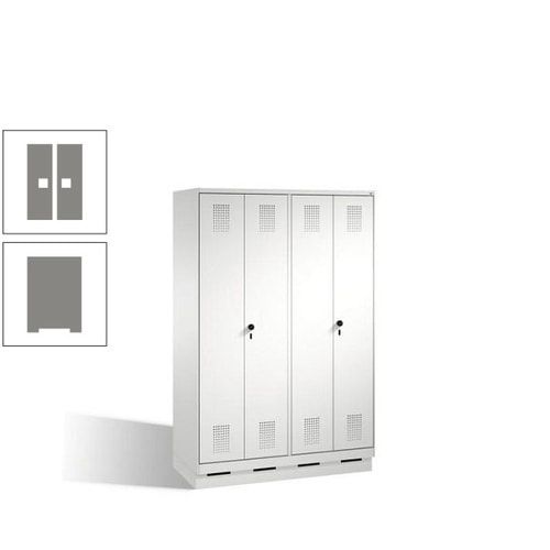 Doppel-Spind, Doppeltüren, Garderobenschrank mit Sockel, 4 Abteile a 300 mm, Korpus anthrazitgrau, Tür anthrazitgrau, 1.800 x 1.200 x 500 mm (HxBxT)