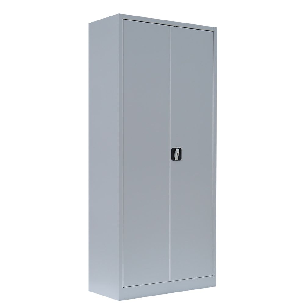 Aktenschrank, Büroschrank, abschließbar, Flügeltüren, 4 Fachböden, 1.800 x 800 x 383 mm (HxBxT), Stahl, Korpus und Türen in enzianblau