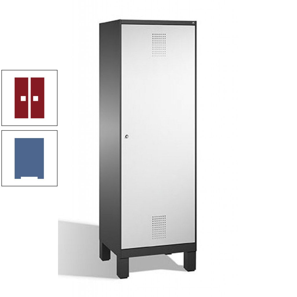 Doppel-Spind, Garderobenschrank, 1 Tür für 2 Abteile a 300 mm, Korpus anthrazitgrau, Türen anthrazitgrau, 1.850 x 600 x 500 mm (HxBxT)