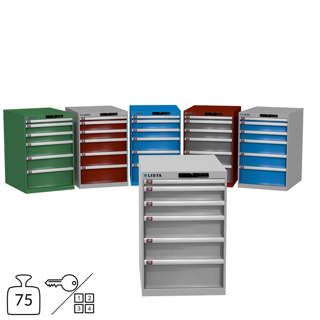 Lista Schubladenschrank - 14.407.010 - 850x564x725 mm (HxBxT) - 6 Schubladen - 75 kg - Key Lock - lichtblau (RAL 5012)