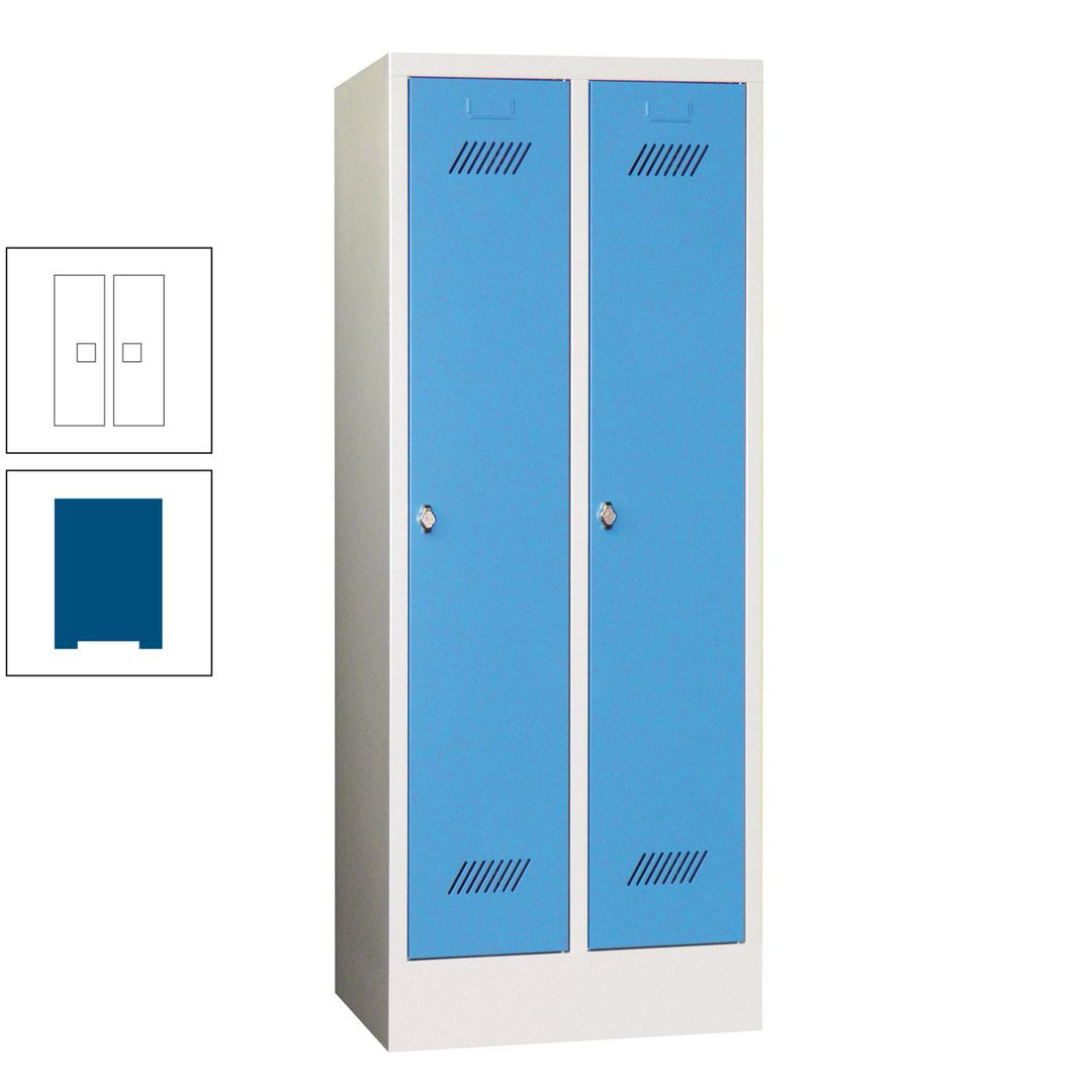 Spindschrank f. Schulen - mit Sockel - Höhe 1.600 mm - 2 Abteile a 300 mm - Drehriegel - anthrazitgrau
