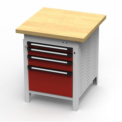OTTOKIND Werkbank - Arbeitsplatte bündig - 850 x 605 x 750 mm (HxBxT) - 4 Schubladen - 60:1 / 90:1 / 120:1 / 300:1 - lichtgrau / anthrazitgrau