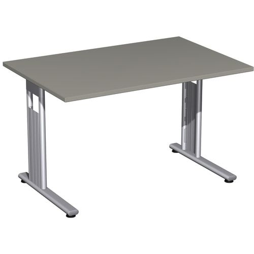 Schreibtisch mit einseitig verkürzt Füßen - C-Fuß Flex - Bürotisch - Konferenztisch - 720 x 1.200 x 800 mm (HxBxT) - Dekor Ahorn - Gestell silber