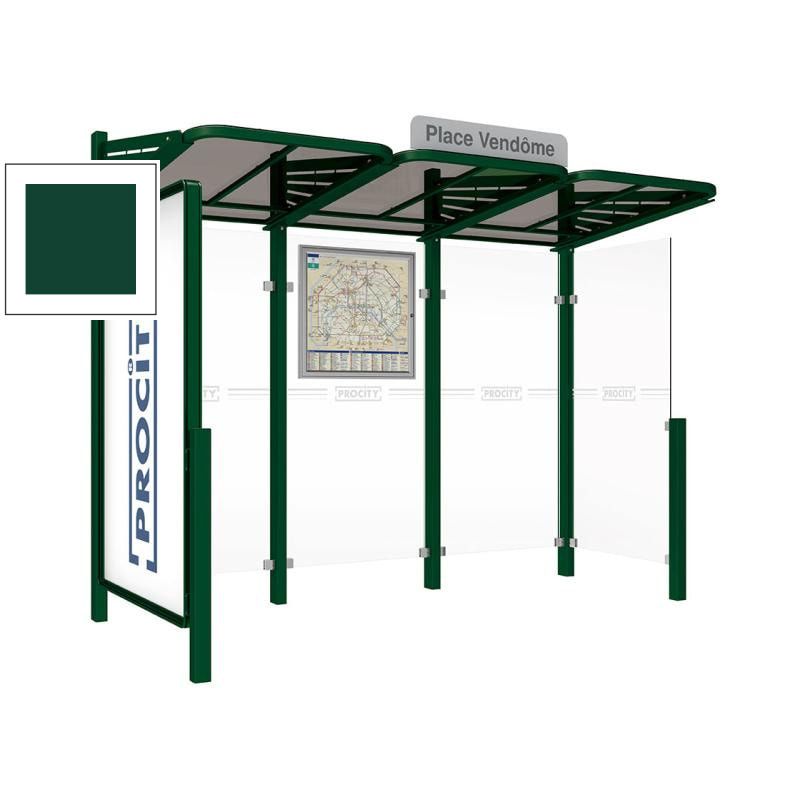 Buswartehalle - Unterstand - Fahrplankasten - Haltestellenschild - Schaukasten - Seitenwand - 2.200 x 3.000 x 1.500 mm (HxBxT) - Farbe enzianblau