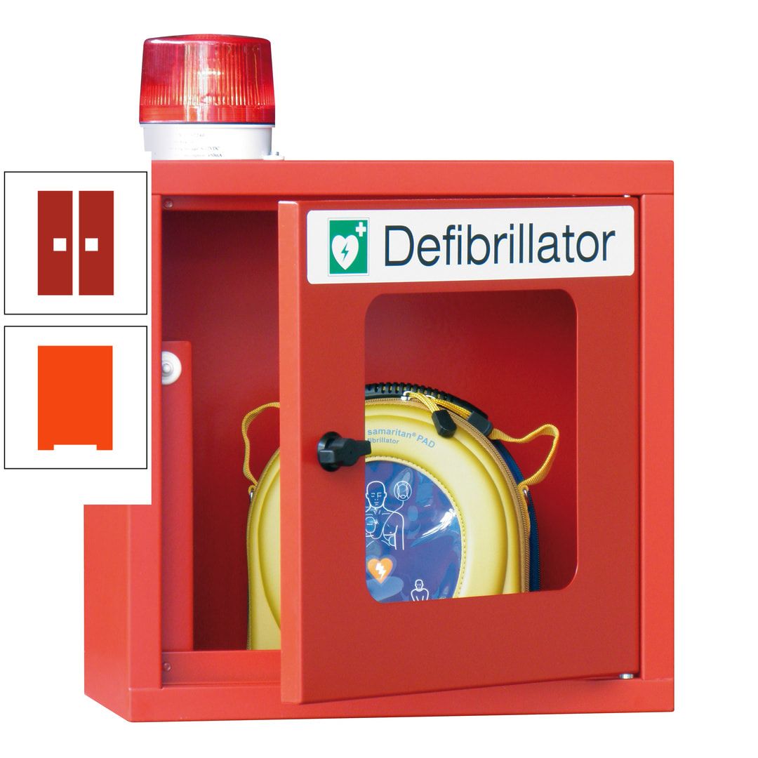 Defibrillatorenschrank mit akustischem und optischem Alarm - 490 x 400 x 200 mm (HxBxT) - Sichtfenster - anthrazitgrau