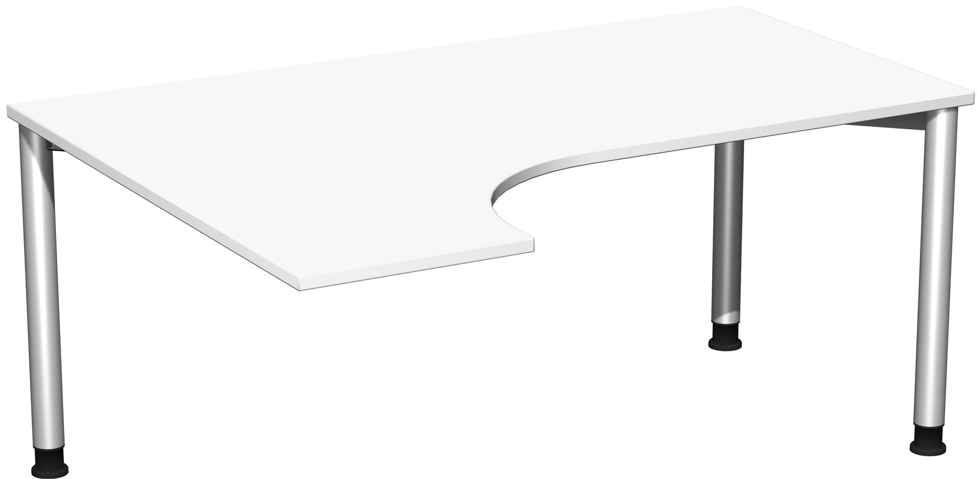 Eckschreibtisch mit einseitig verkürzten Füßen, 4-Fuß Flex, Ecke links, Höhe 680-800 mm, 1.600 x 1.200 mm (BxT), Gestell anthrazit, Ahorn