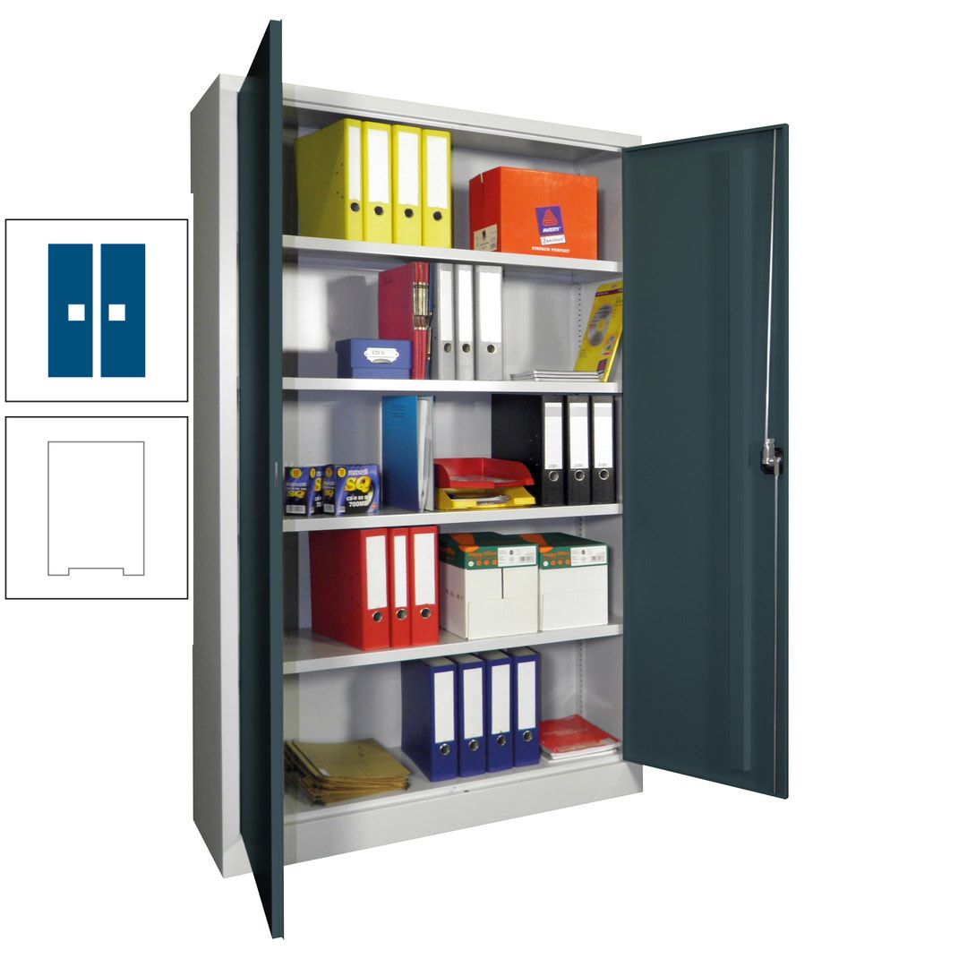 Aktenschrank - Vollblechtüren - 1.950x1.200x400 mm (HxBxT) - 4 Einlegeböden verzinkt - Zylinderschloss - anthrazitgrau