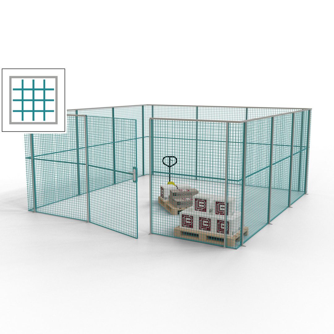 Maschinen Schutzgitter - Hallentrennwand - Sicherheitszaun - Tür - 18 m - 2.200 x 4.900 x 4.900 mm (HxBxT) - enzianblau