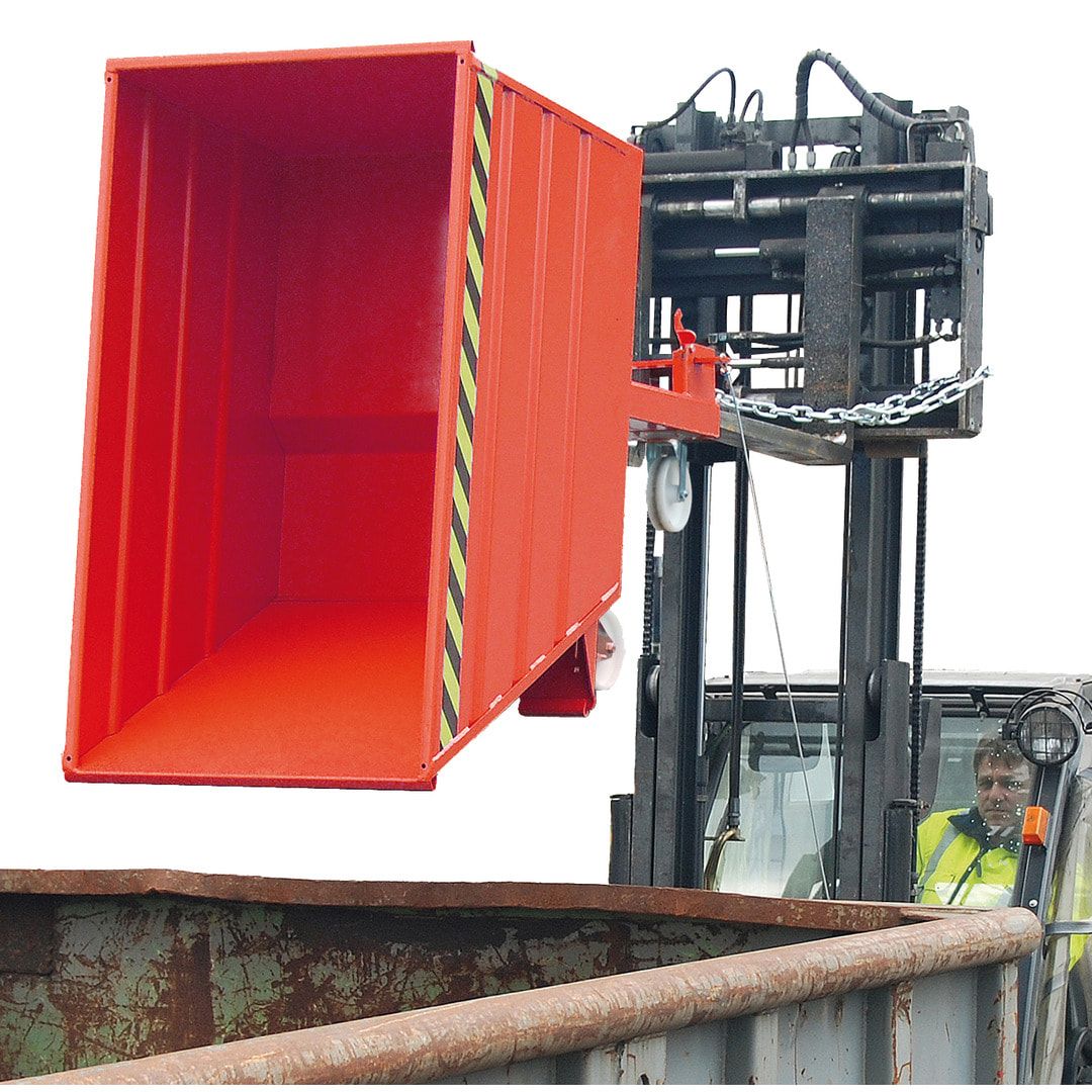 BAUER Muldenkippbehälter - 1100 l Volumen - 1500 kg - 890 x 1200 x 1440 mm - feuerrot