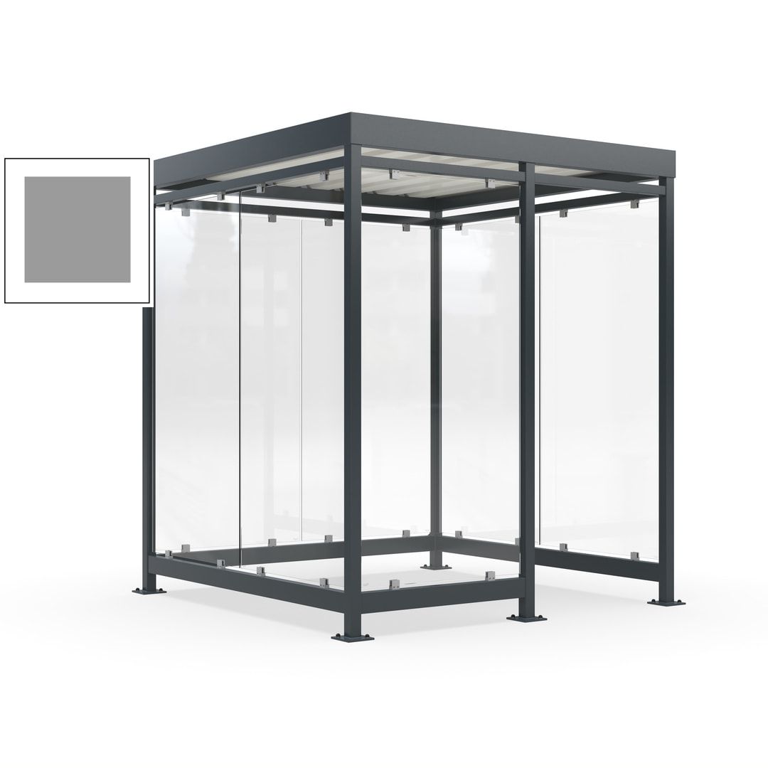 Raucherunterstand, Bushaltestelle, 7 Wände, 6-7 Personen, 2.510 x 2.165 x 2.165 mm (HxBxT), Farbe Achatgrau