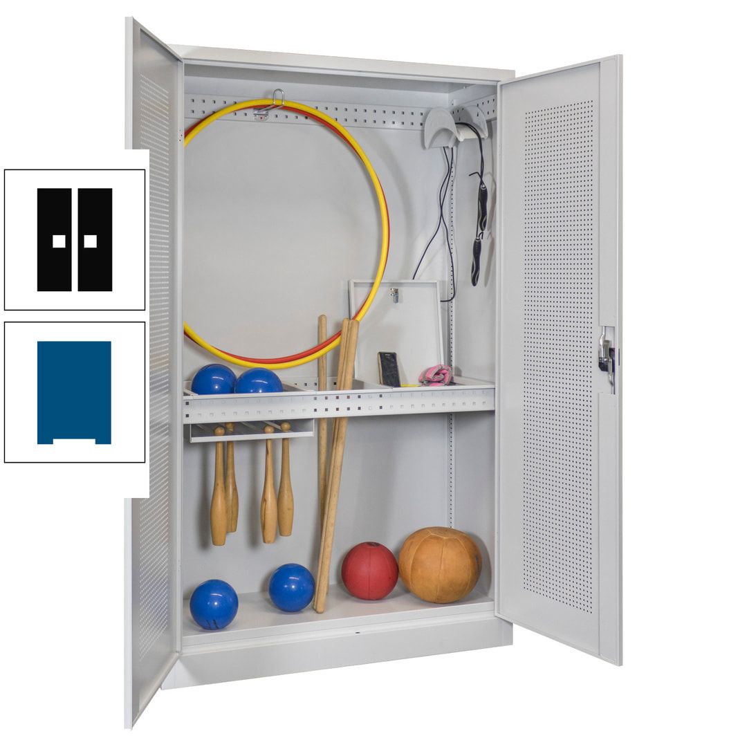 Sportschrank - Lochfeldtüren - Variante 1 - 1.950x1.200x500 mm (HxBxT) - anthrazitgrau