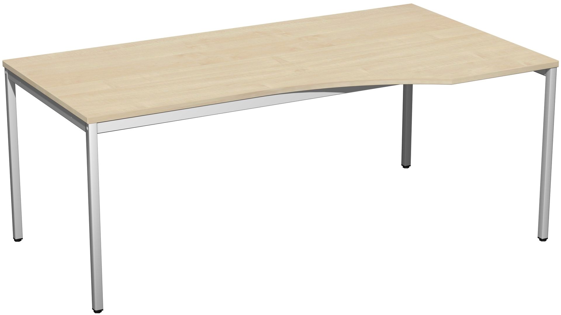 Schreibtisch - 4-Fuß Eco - Eckschreibtisch rechts - 720 x 1.800 x 1.000 mm (HxBxT) - Gestell lichtgrau - Ahorn