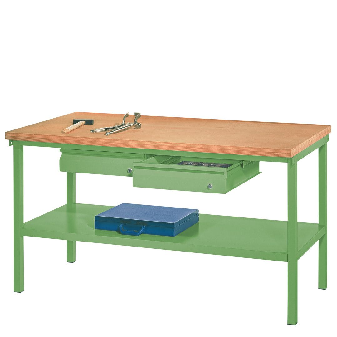 Werkbank mit Ablageboden - 2 Schubladen - 900 x 1.500 x 700 mm (HxBxT) - Traglast 1.050 kg - anthrazitgrau