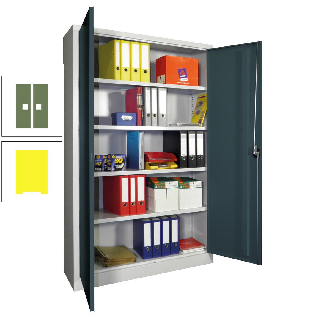Aktenschrank - Vollblechtüren - 1.950x1.200x400 mm (HxBxT) - 4 Einlegeböden verzinkt - Zylinderschloss - anthrazitgrau