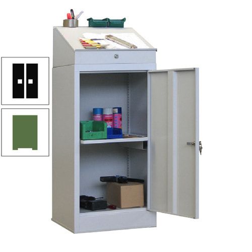 Stehpult mit Schrank - Vollblechtür - Zylinderschloss - 1 Ausziehboden - 1.270x500x500 mm (HxBxT) - anthrazitgrau