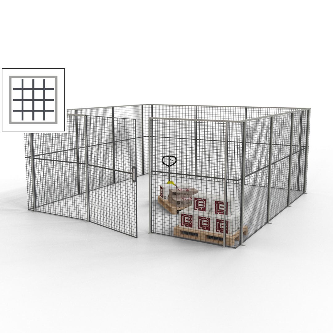 Maschinen Schutzgitter - Hallentrennwand - Sicherheitszaun - Tür - 18 m - 2.200 x 4.900 x 4.900 mm (HxBxT) - enzianblau